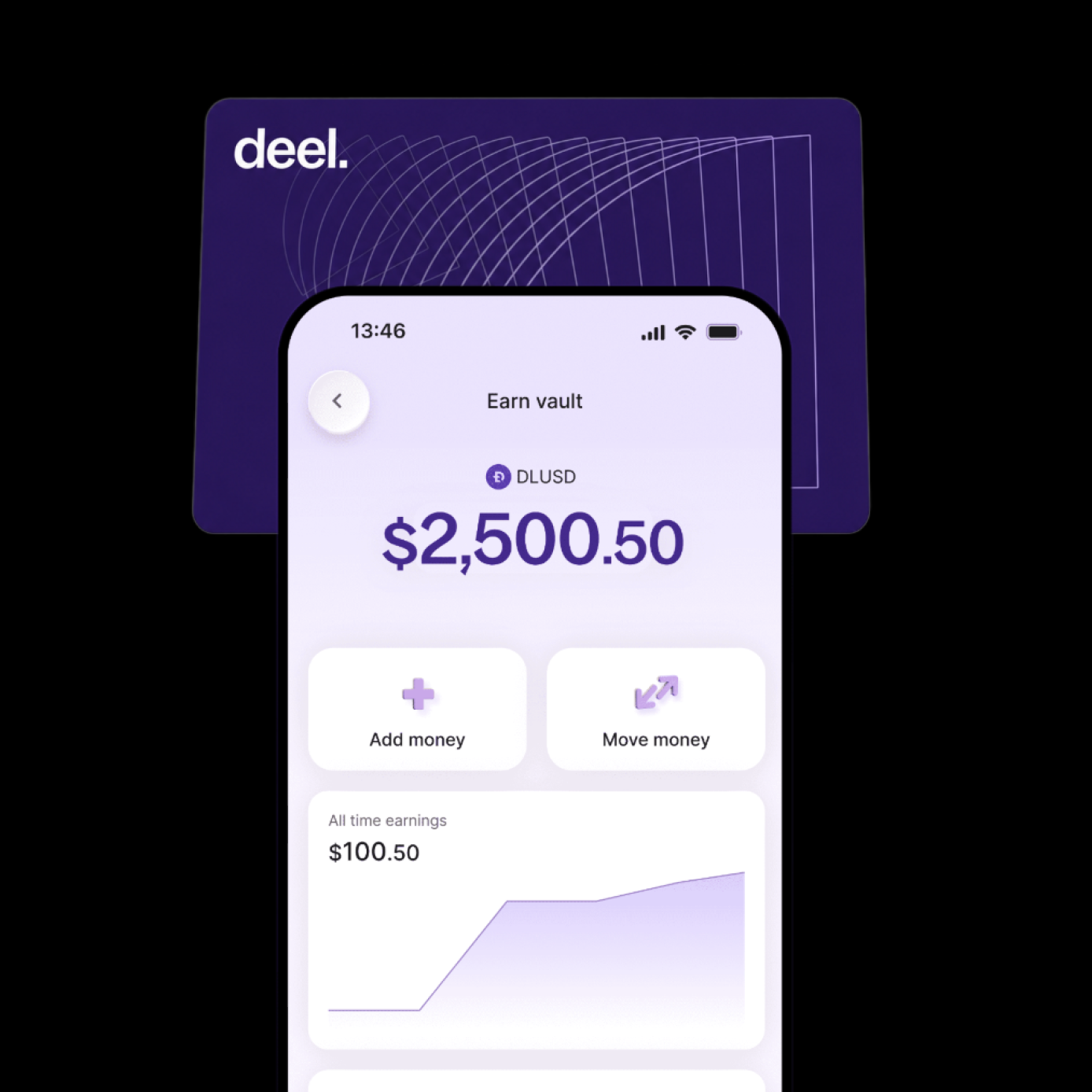 Deel app screens showing dollar balance and rewards features